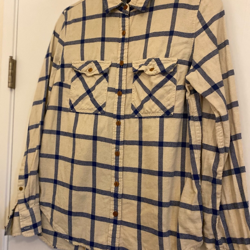 J. Crew Navy and Cream Plaid Shirt